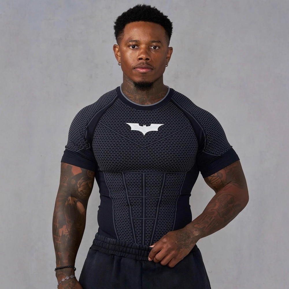 YOUNGLA4259 Bat@man Men's Skinny T-Shirt Jogger Sport Quick-Drying Short Sleeves
