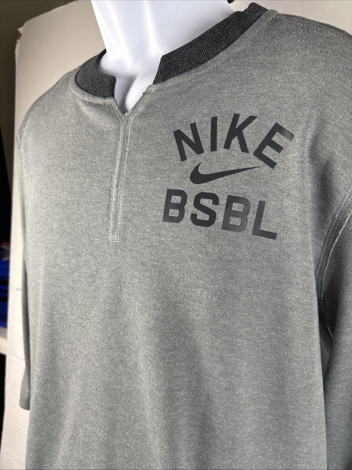 NIKE Baseball Warm Up Pullover BSBL Dri-Fit Mens S Gray Raglan Practice Sweats gallery