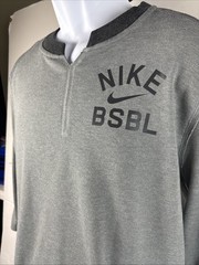 NIKE Baseball Warm Up Pullover BSBL Dri-Fit Mens S Gray Raglan Practice Sweats