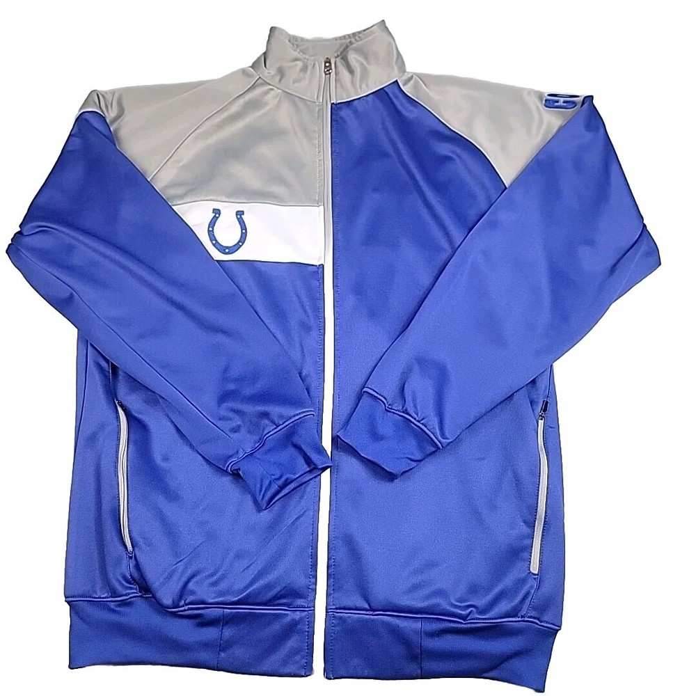 Indianapolis Colts Jacket Mens Medium Tall Majestic NFL Full Zip Polyester