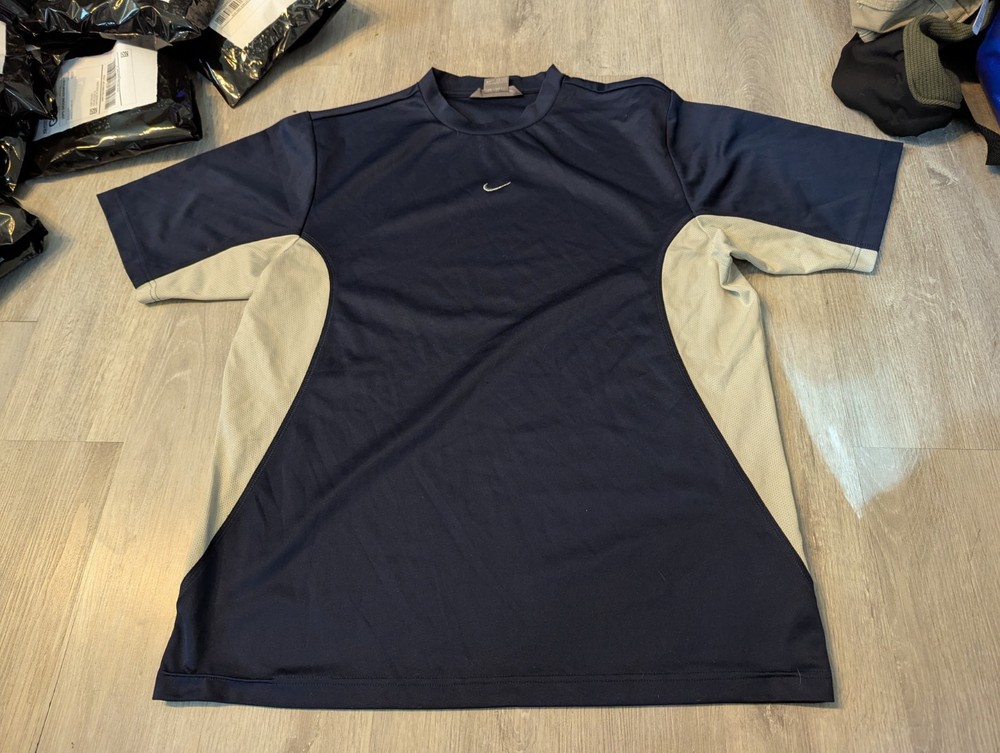 Vintage Nike Performance Polyester Workout Training Shirt Center Swoosh Mens L