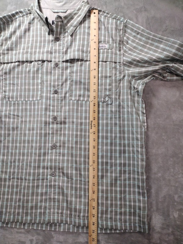 Habit Button Shirt Mens XL SPF 40+ Gray Green Plaid Long Sleeve Fishing Outdoor gallery