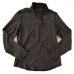 Lululemon Pullover Men’s Medium Black Gray Striped Studio 1/2 Zip Shirt