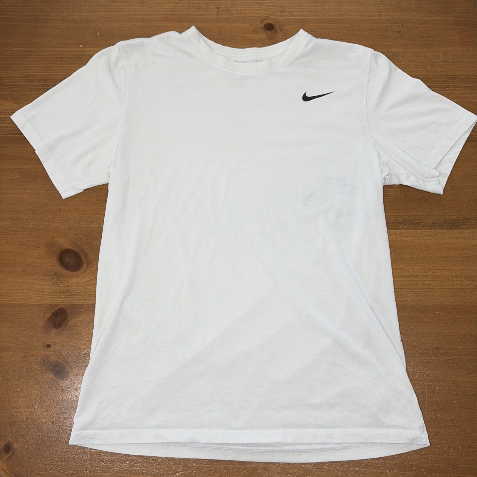 Nike Dri-Fit T-Shirt Men's Medium White Crew-Neck Cotton/Polyester Swoosh gallery