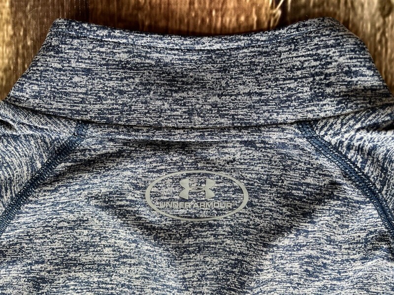 UNDER ARMOUR HEATGEAR LOOSE LONG SLEEVE 1/4 ZIP BLUE MARLED SHIRT MENS SMALL EUC gallery