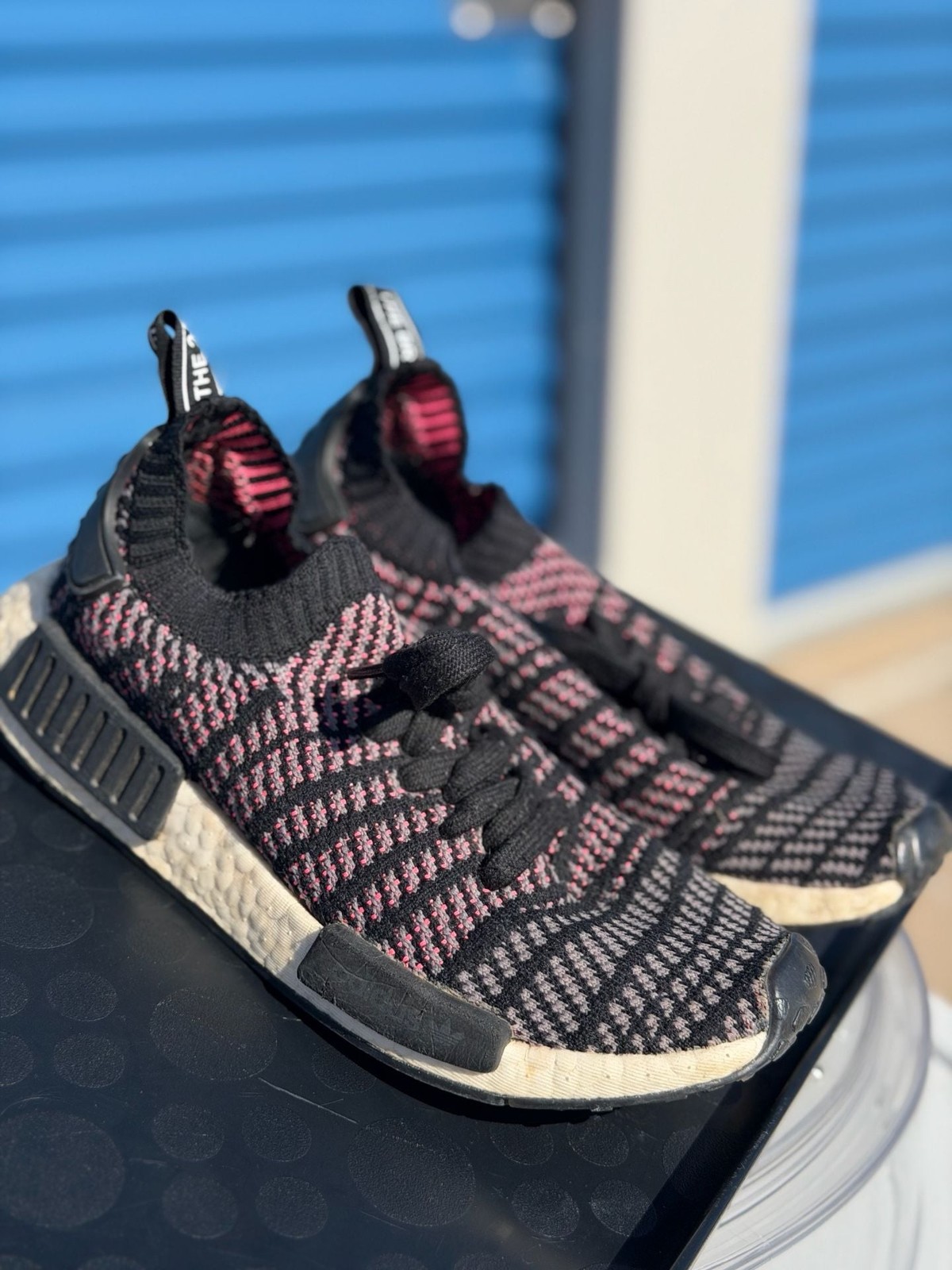 Adidas NMD_R1 Primeknit Glitch Camo Black Pink Size 6 gallery