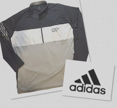 ADIDAS – Men’s Size 3X (56”) – Pullover 1/4 ZIP Black – White – Gray – Pockets