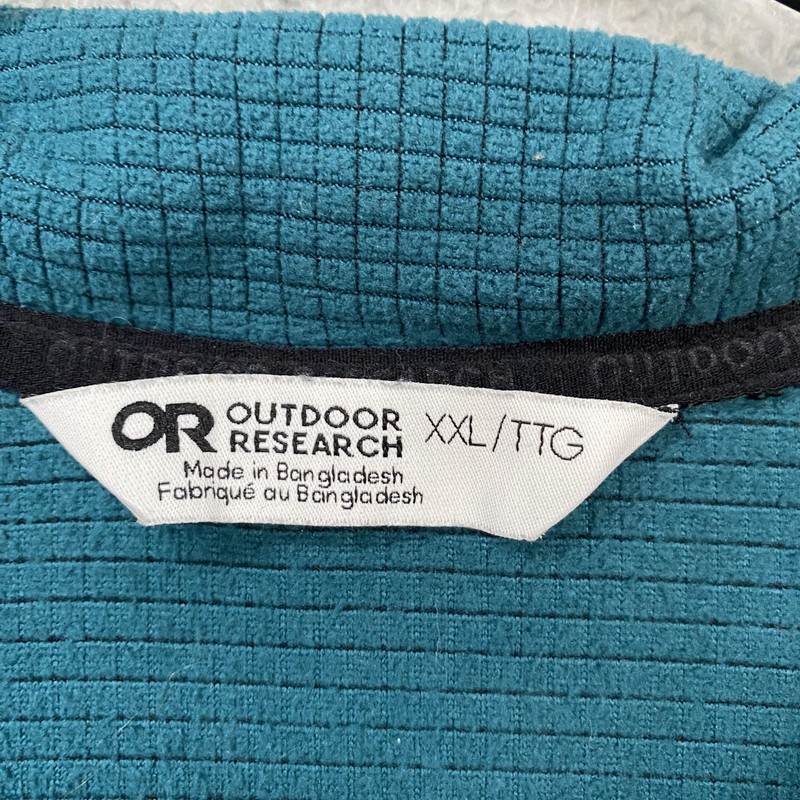 Outdoor Research Pullover Mens 2XL Blue Grid Fleece Waffle Thermal Trail Mix gallery