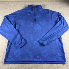 Donald Ross Pullover Mens Medium Blue Floral 1/4 Zip Golf Shirt Long Sleeve Top