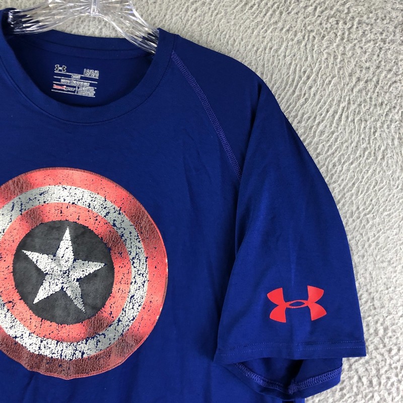 Under Armour Alter Ego Captain America Shirt Men Large Short Sleeve Loose Read* gallery