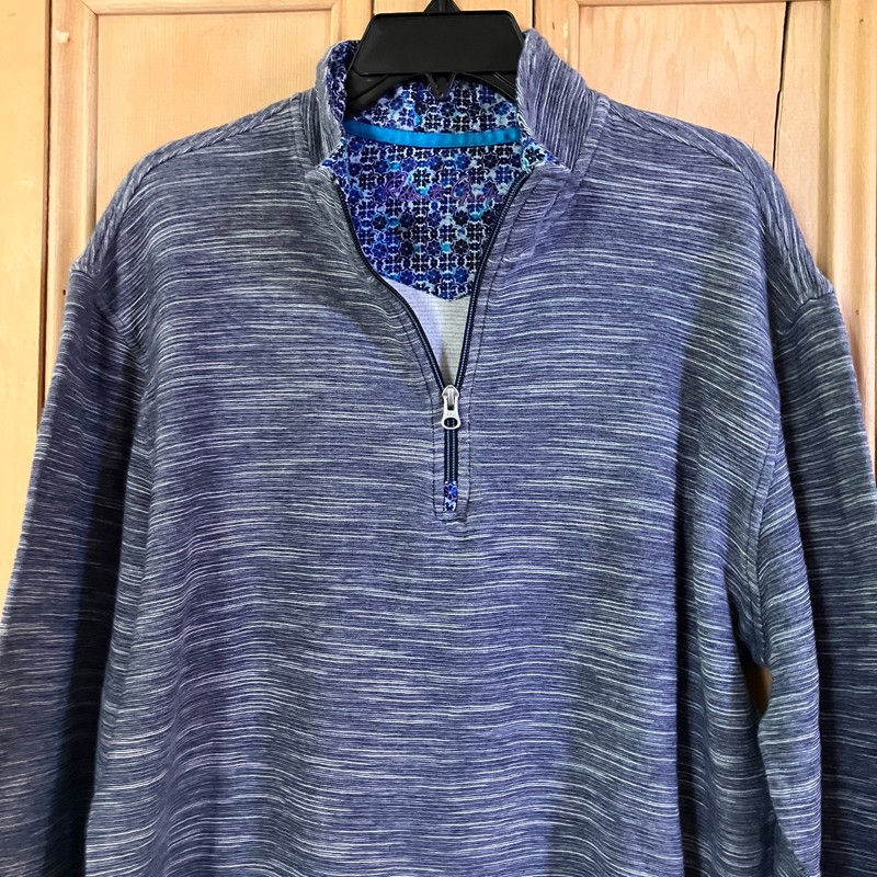 Robert Graham Mens Space Dye Stripe Quarter Zip Pullover Top Sz. XL Blue SP NWOT gallery