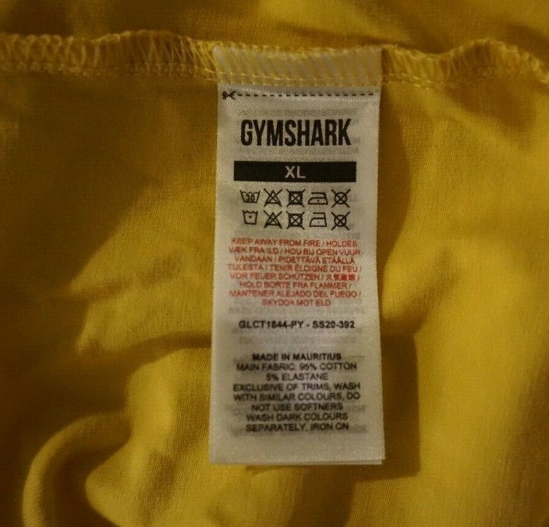 Gym Shark Yellow Cut Off Sleeveless Crop Top Work Out Shirt Sz XL Cotton Blend gallery