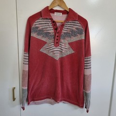 Vintage Men’s size M Sport Long Sleeve Polo Shirt, Aztec Pattern Cotton