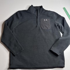 Under Armour Pullover Mens XL Gray Fleece 1/4 Zip Mock Neck Chest Pocket Logo
