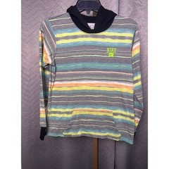 Nike Neon Stripped Long Sleeve Shirt with Hood Boys sz L 12-13