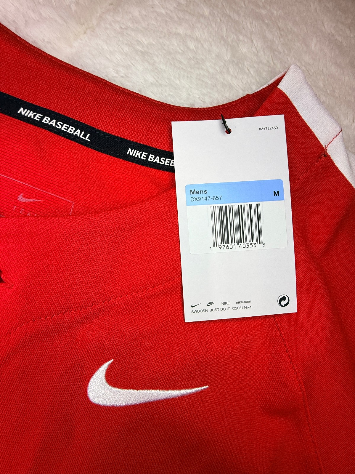 NWT Nike Men's Red White Baseball Jersey sz M DX9147 gallery