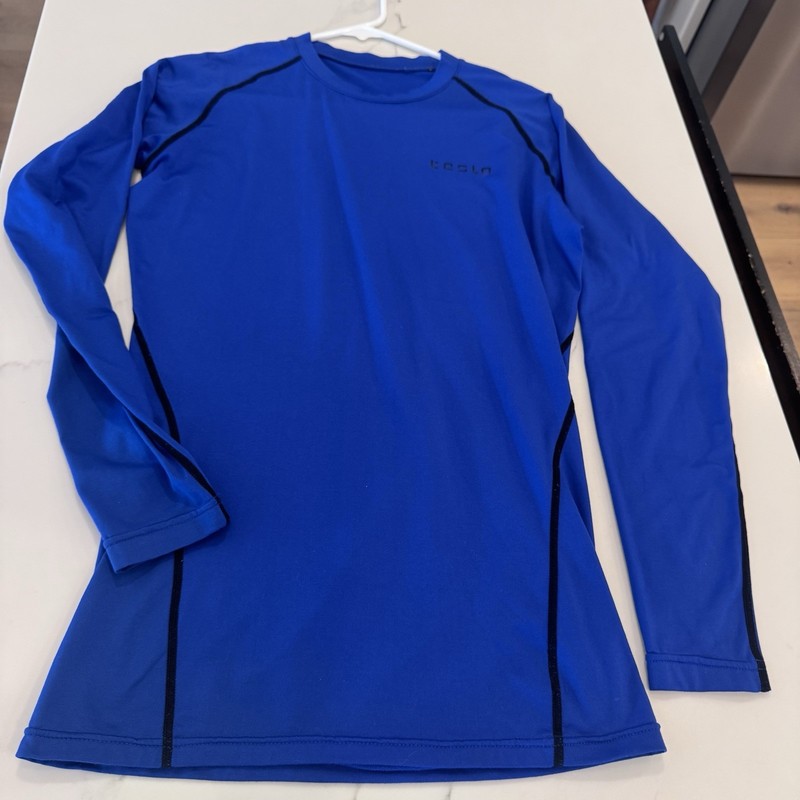 Tesla Performance Long Sleeve Shirt Men’s Size M Royal Blue& Black base Layer gallery