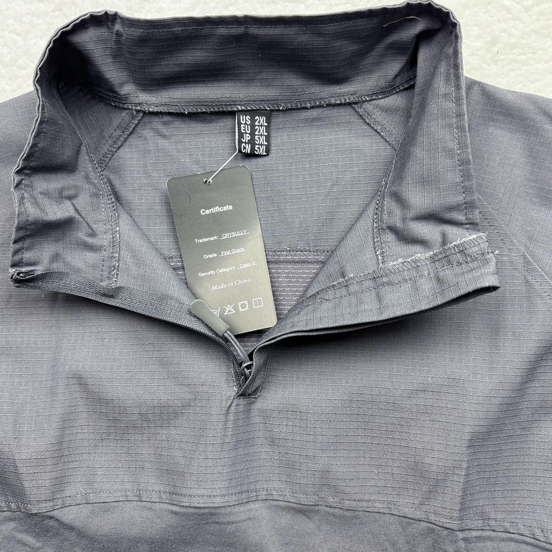 CRYSULLY Shirt Mens 2XL Gray Quarter Zip Tactical Combat Ripstop Mesh Pockets gallery