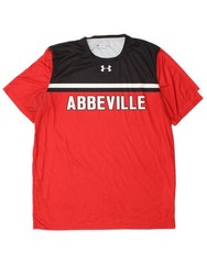UNDER ARMOUR Mens Graphic T-Shirt Top Large Red Colourblock Polyester DK03