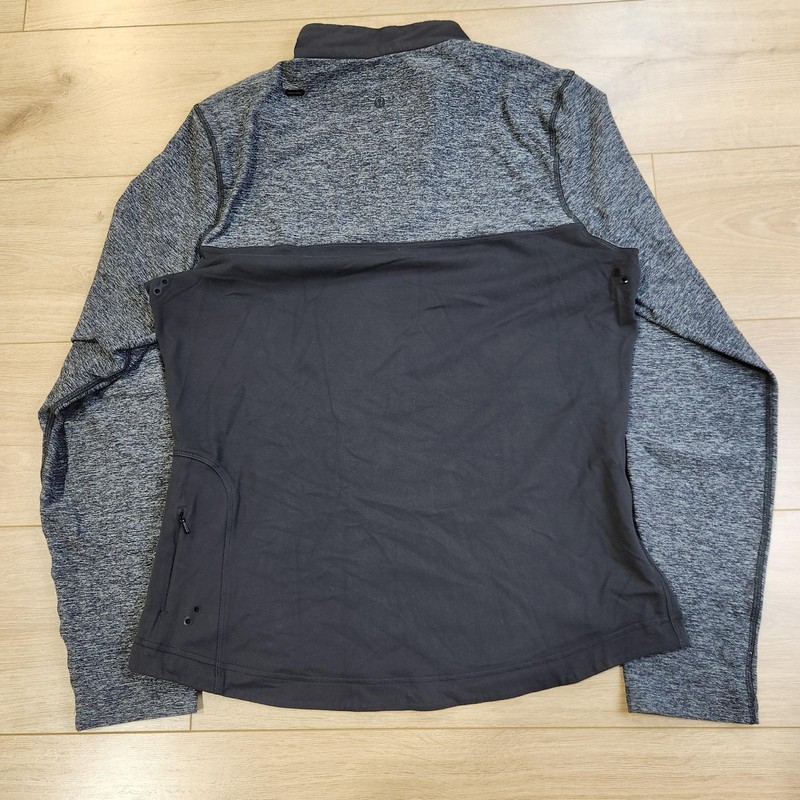 Lululemon Sprint Zip Mens Medium Gray Colorblock 1/4 Zip Pullover Lightweight gallery