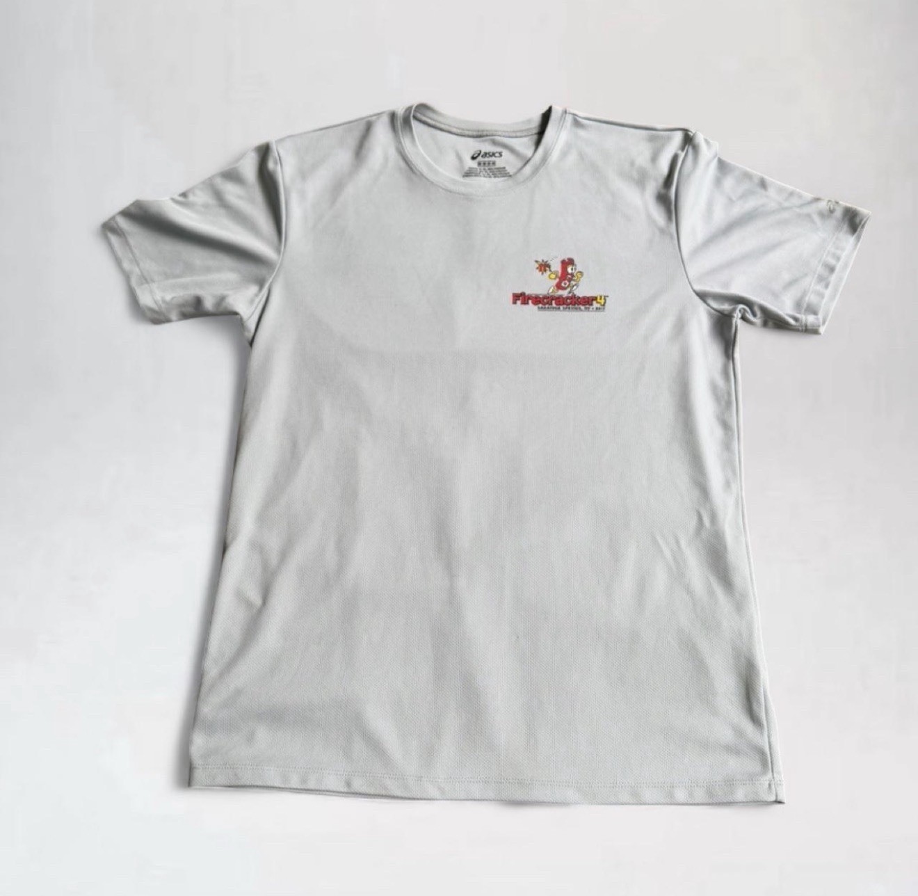 ASICS Men Mesh Breathable Crew Neck T-Shirt Gray Running Activewear Size M gallery