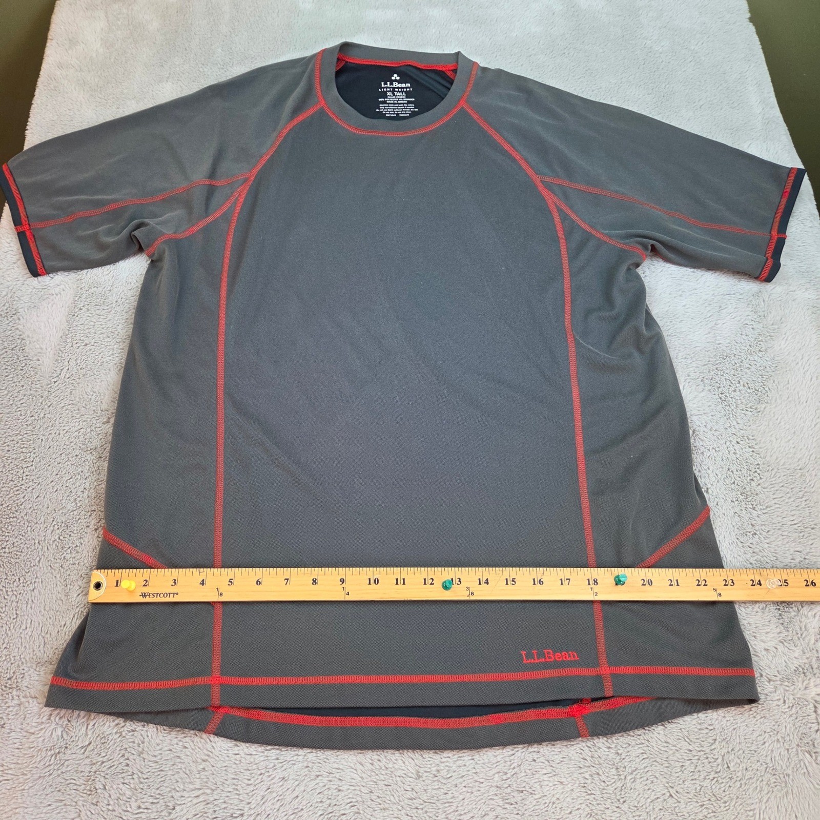 L.L. Bean Performance Tee Mens XL Tall Raglan Activewear Contrast Stitching Gray gallery