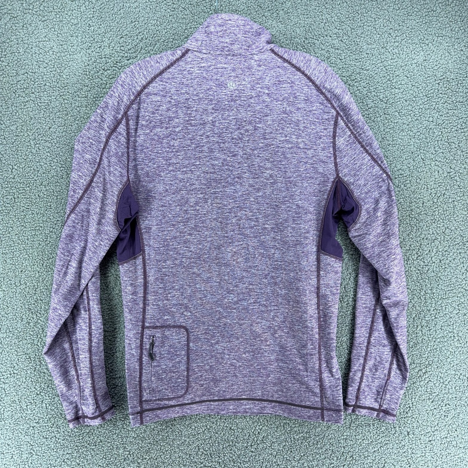 Lululemon Velocity 1/4 Zip Mens L Purple Gray Reflective Thumb Holes Pocket gallery