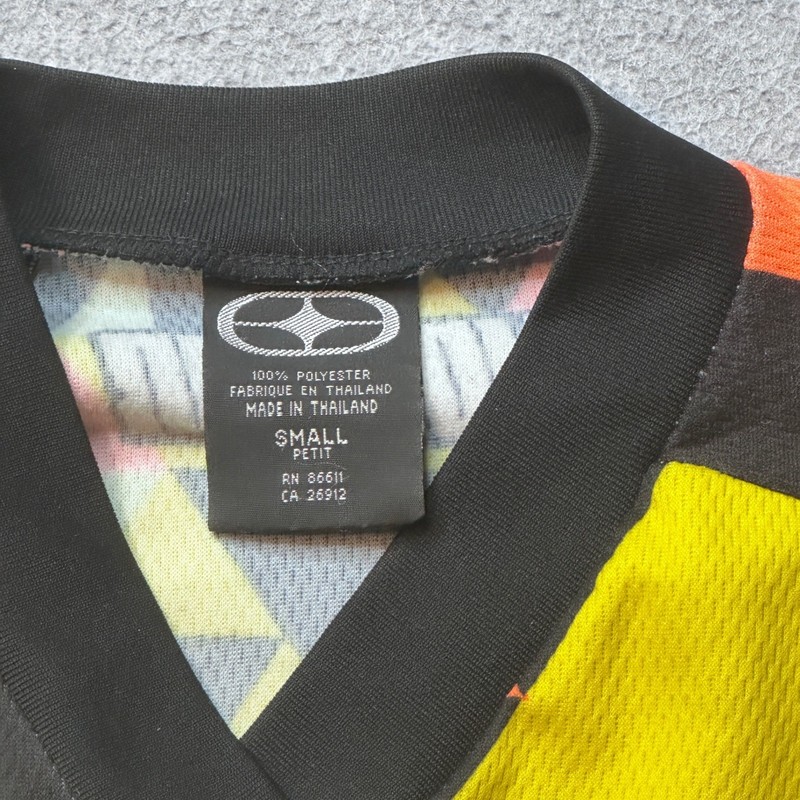 Vintage No Fear Motocross Jersey Mens Small Black Neon Geometric Spectrum BMX MX gallery