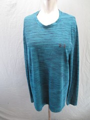 Under Armour Size L Mens Blue Melange Heatgear Activewear Sport Pull Over 212