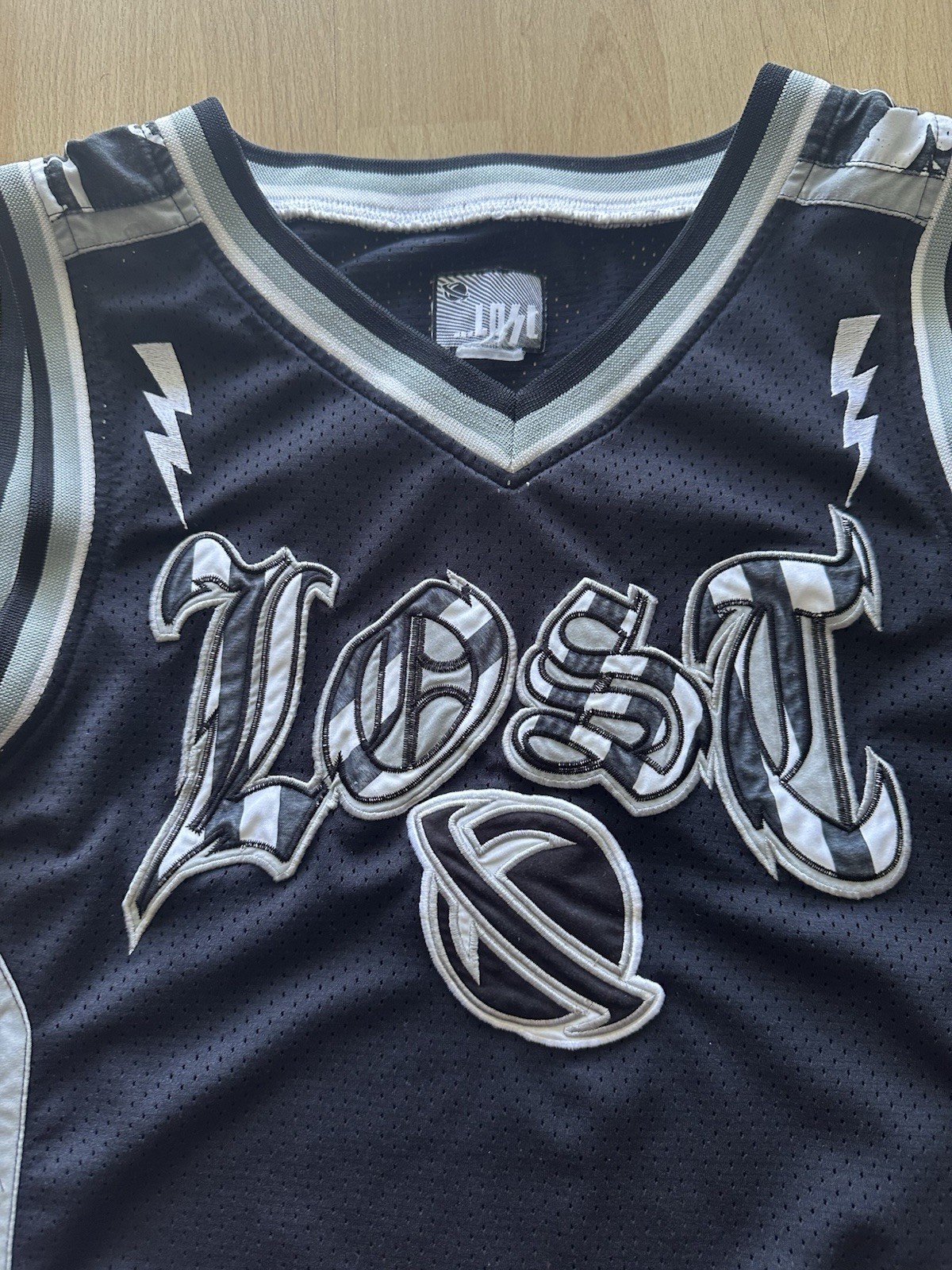 VTG Lost Enterprises Mesh Basketball Jersey Black Embroidered Patch Shirt Y2K M gallery