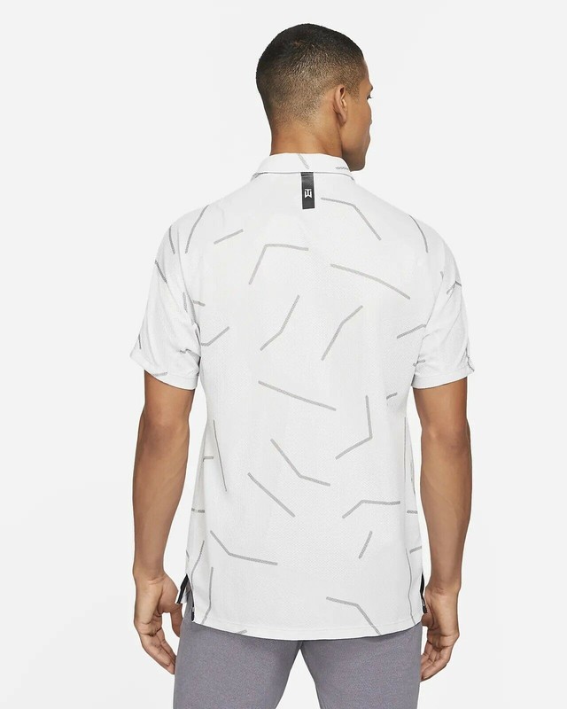 NEW 2021 NIKE DRI-FIT TIGER WOODS COURSE JACQUARD GOLF POLO PHOTON DUST/BLACK gallery