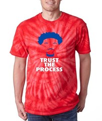 TYE DYE RED NEW Philadelphia Joel Embiid “Trust The Process” jersey T-shirt