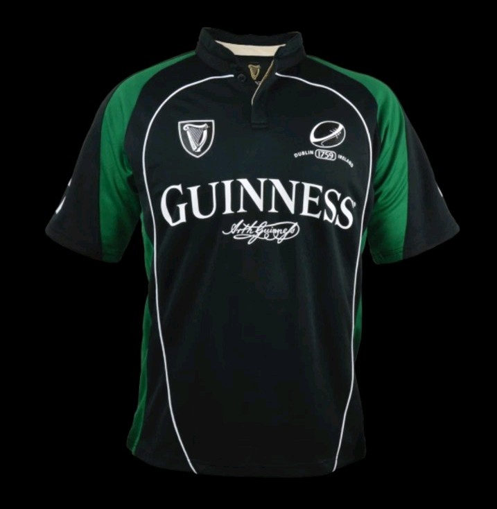 Guinness Irish Ireland Black and Green Short Sleeve Performance Rugby Jersey gallery