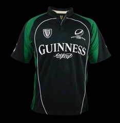 Guinness Irish Ireland Black and Green Short Sleeve Performance Rugby Jersey