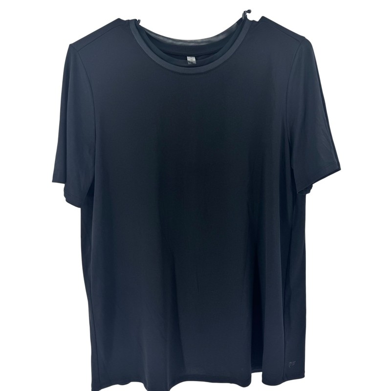 Fabletics Mens Black Short Sleeve Split Back Mesh Neck Workout Shirt Small gallery