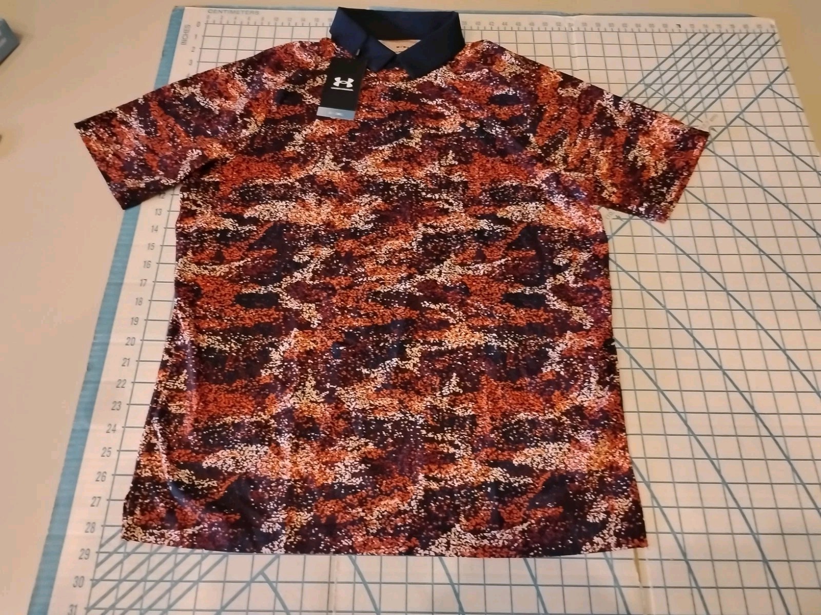 MENS MEDIUM BLUE/ORANGE UNDER ARMOUR ISO-CHILL POLO SHIRT - NWT gallery