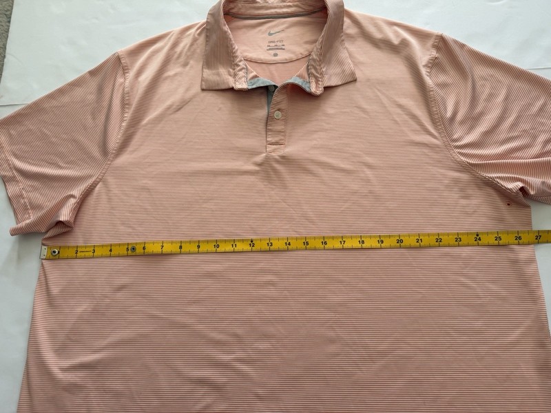 Nike Dri-FIT Player Mens XXL Striped Golf Polo Shirt Track Red/Coral CV3496-631 gallery