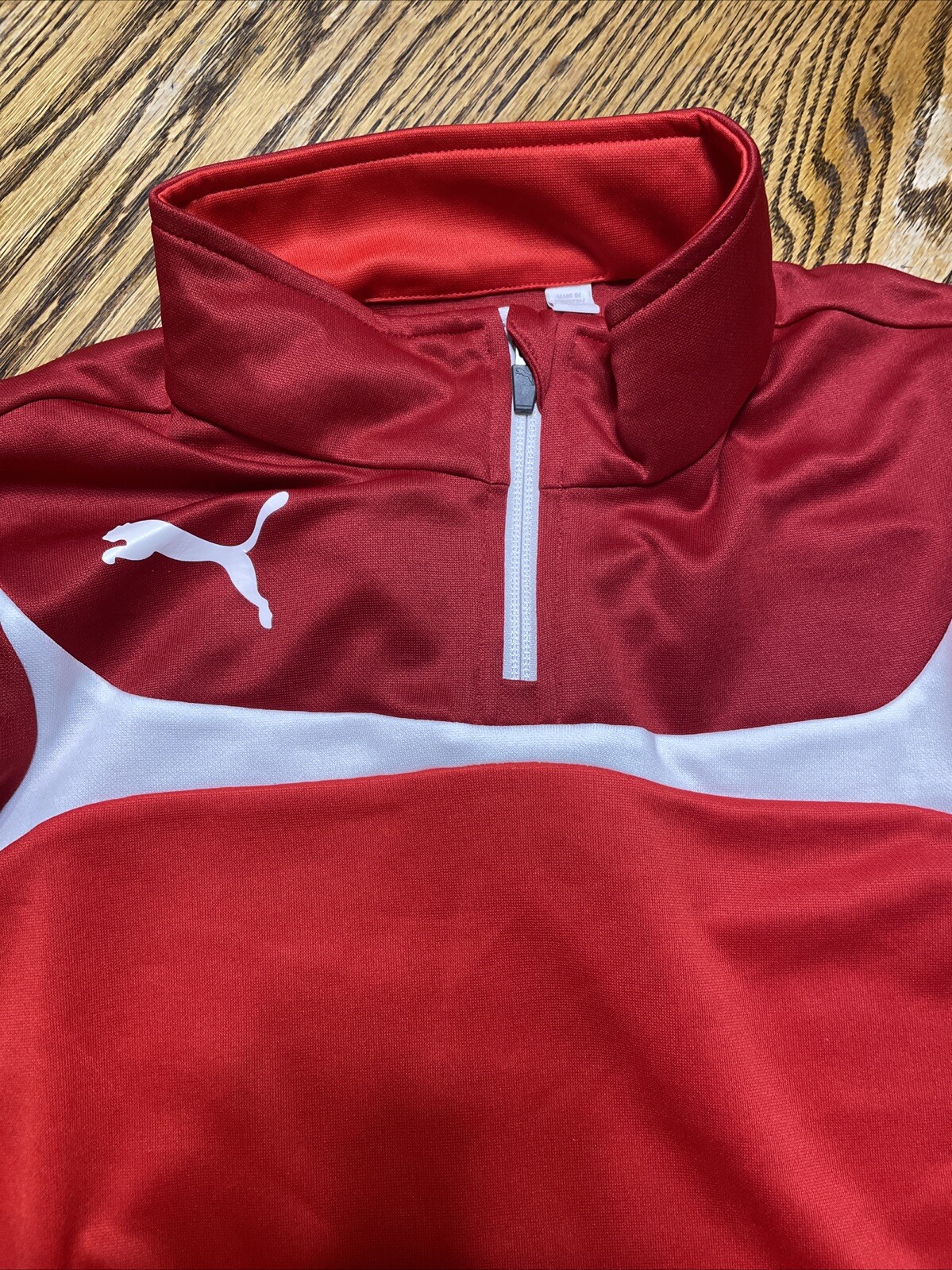 Puma Men’s Esito 653966 1/4 Zip Pullover Soccer Warm Up SMALL Custom Red gallery