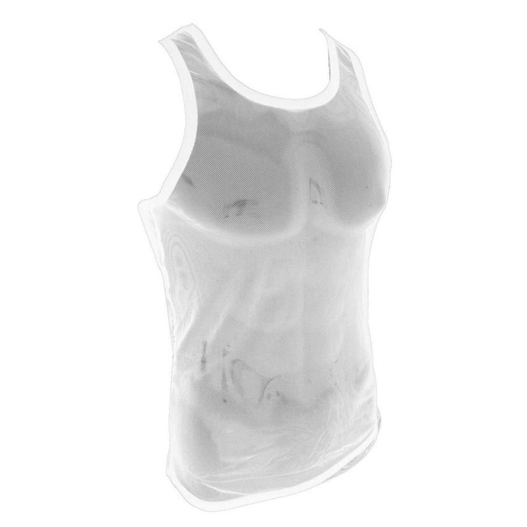 Mens X-Small White Mesh Tank Top Small Guage Mesh Clubwear Summer Shirt Rave Fit gallery