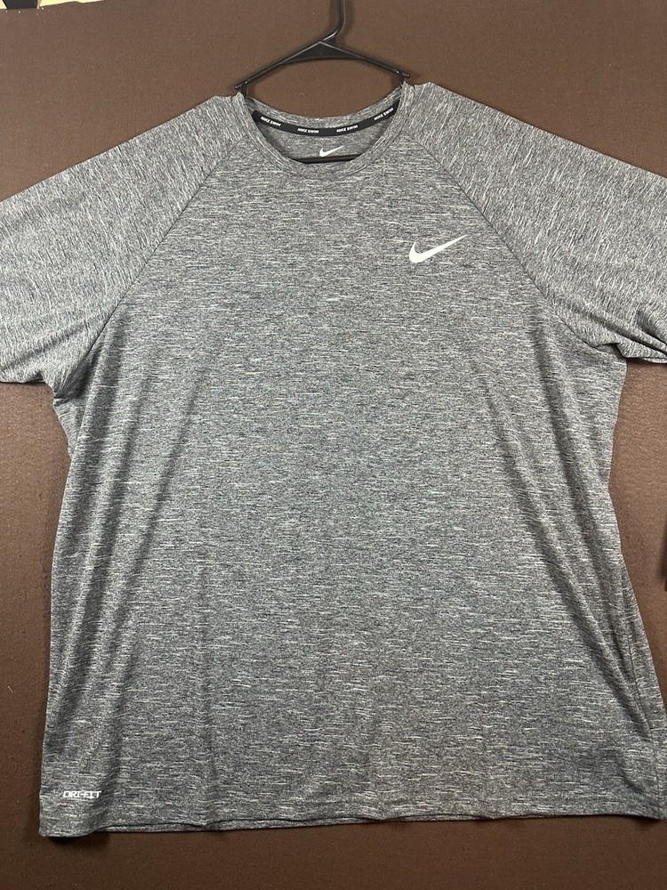 Nike Swim Mens Dri-FIT UPF 40+ Heathered Hydroguard Shirt Gray Sz XXL Activewear