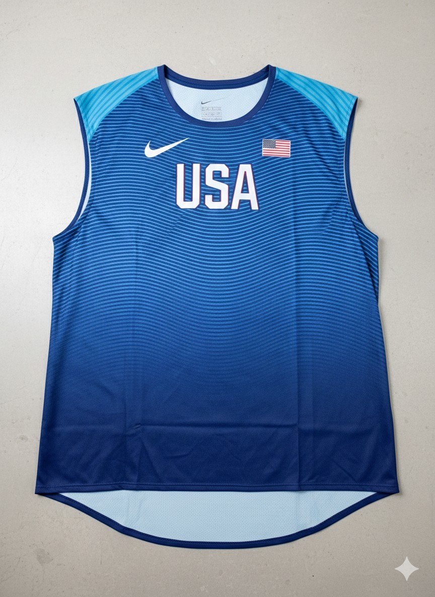 Nike Pro Elite Team USA 2016 Olympic Track & Field Singlet Rio Blue Wave Men 2XL gallery