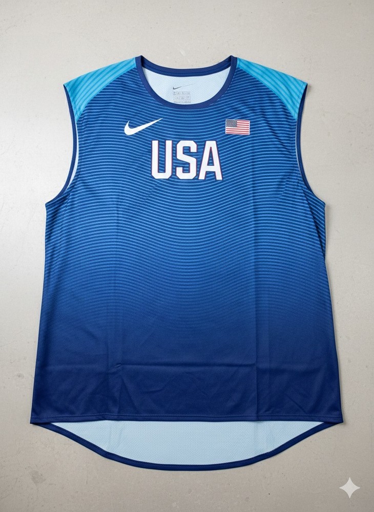 Nike Pro Elite Team USA 2016 Olympic Track & Field Singlet Rio Blue Wave Men 2XL