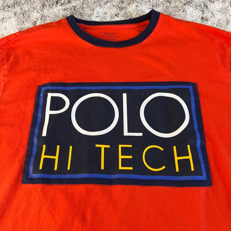 Polo Ralph Lauren Hi Tech Logo Graphic Long Sleeve T-Shirt Orange Size S Peru gallery