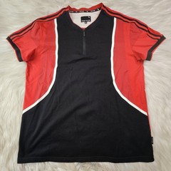 Stone Falcon Quarter Zip Short Sleeve Shirt Red Black (L)