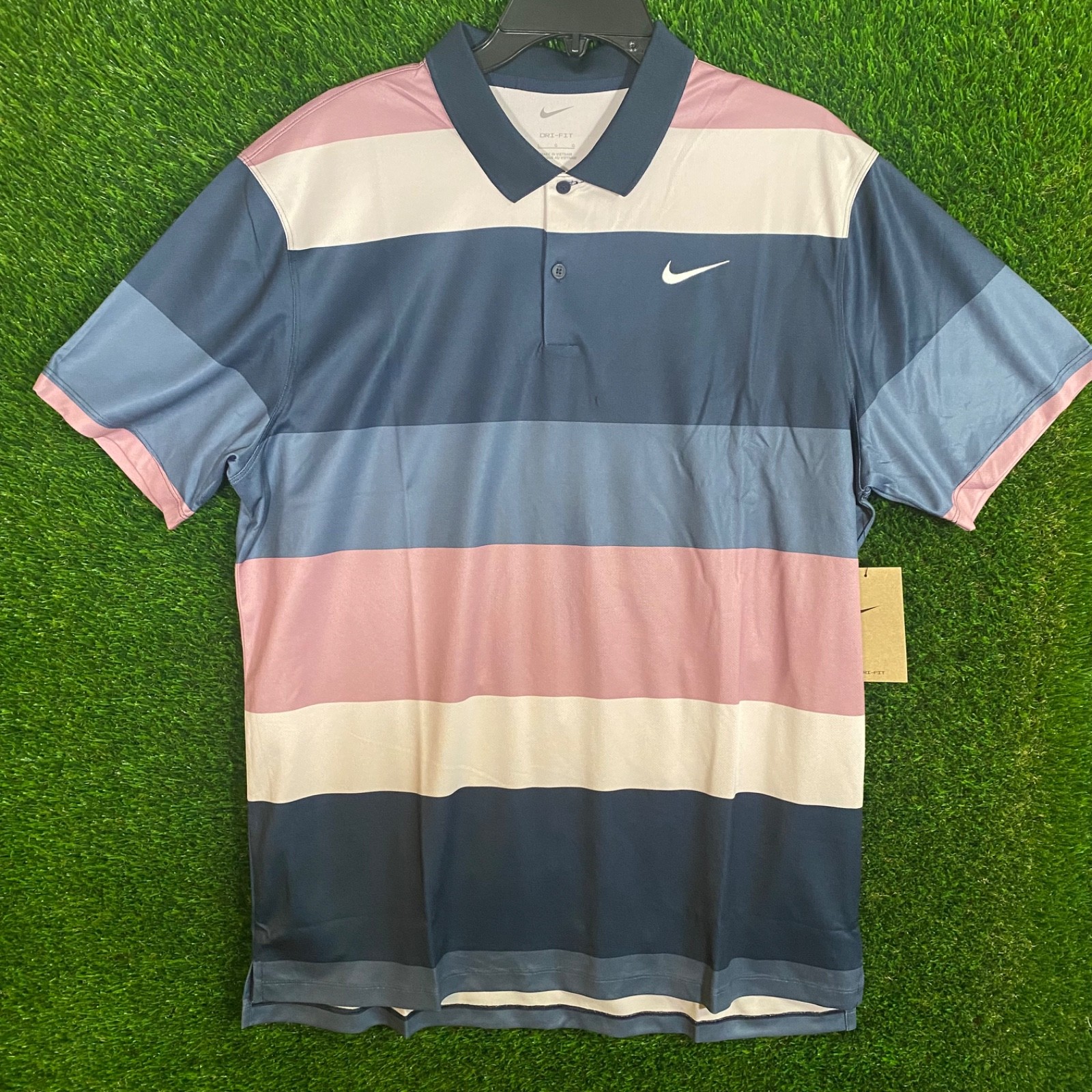 Nike Men's M Victory Dri-FIT Golf Polo Bold Stripe FZ7448-451 MSRP $70 gallery