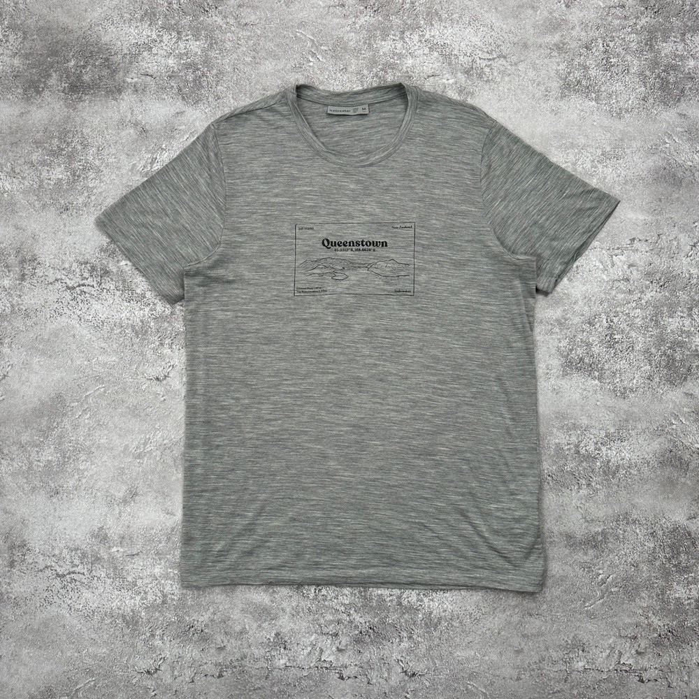 Icebreaker Merino Wool T-Shirt Men Tech Lite Queenstown Metro Heather Tee Size M