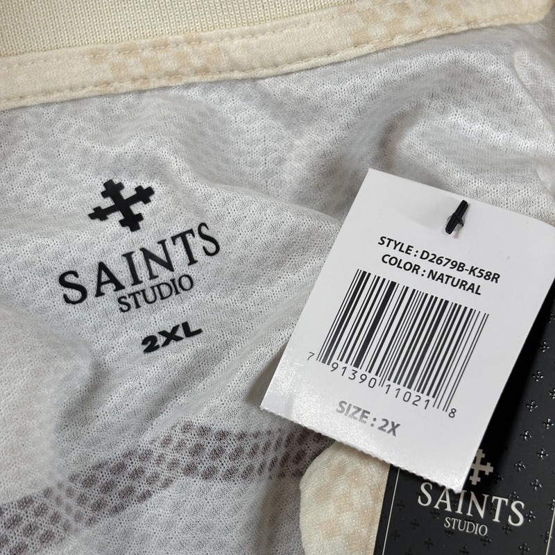 Saints Studio Polo Shirt Men's XXL Beige Check Champion Spirit #16 Soccer Jersey gallery