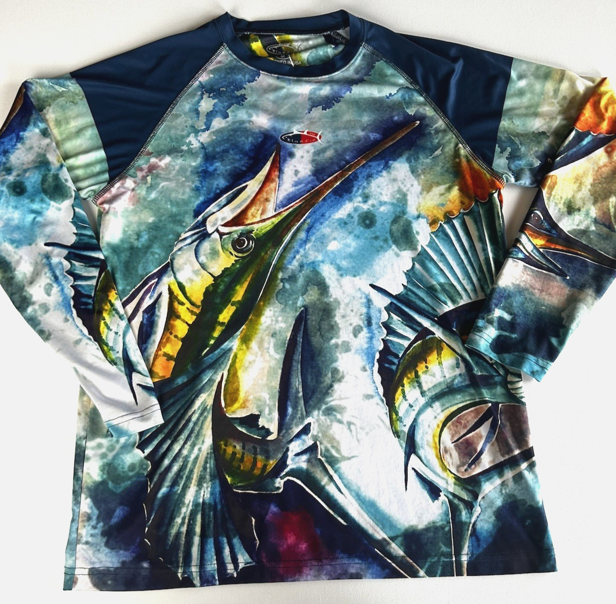 Mens Bluefin Performance Marlin Print Long sleeve Pullover size M gallery