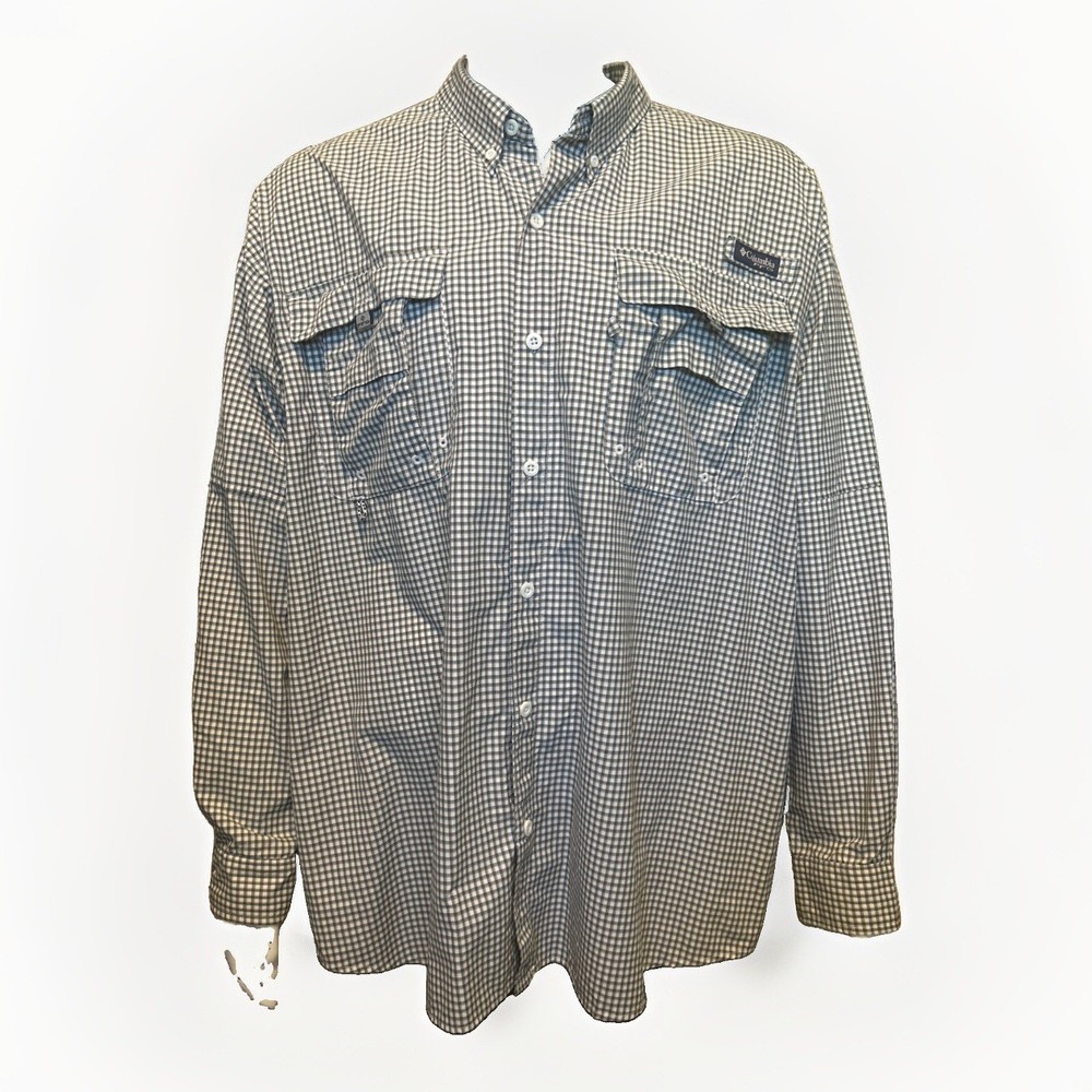 Columbia PFG Super Bahama Shirt Men’s 2XL Plaid Long Sleeve Vented Fishing EUC