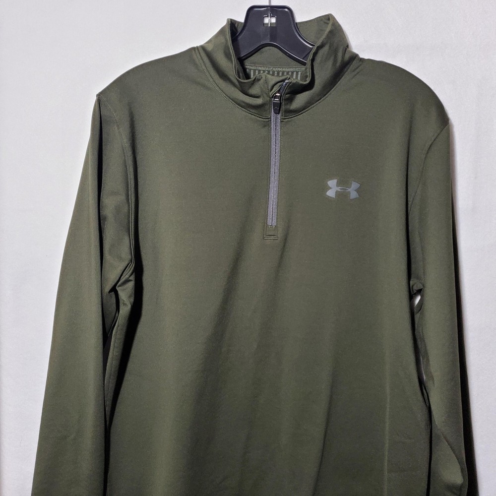Under Armour Pullover Mens Large Green Infrared Fitted 1/4 Zip Long Sleeve